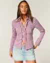 Hollister Tuxedo-style Stretch Poplin Shirt In Pink
