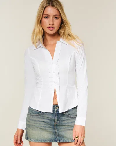 Hollister Tuxedo-style Stretch Poplin Shirt In White