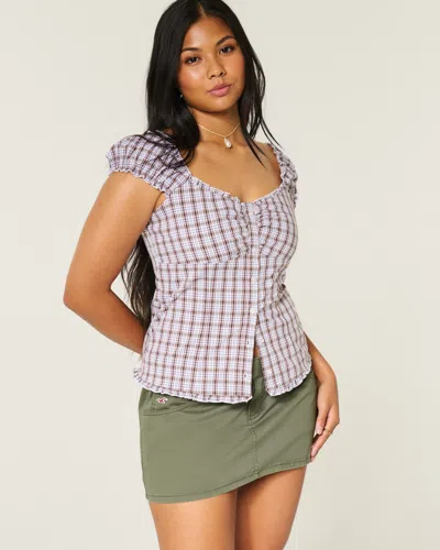 Hollister Twill Icon Micro Mini Skort In White