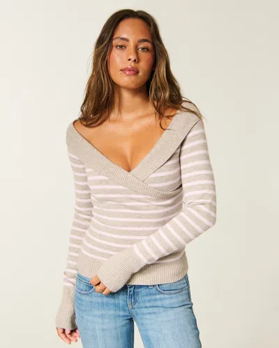 Hollister Twist Off-the-shoulder Sweater In Multi
