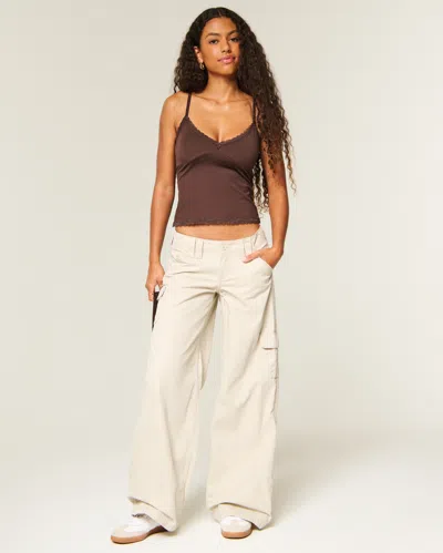 Hollister Ultra Low-rise Back Buckle Super Baggy Pants In Neutral
