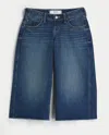 Hollister Ultra Low-rise Baggy Capri Jeans In Dark Wash
