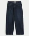 Hollister Ultra Low-rise Barrel Jeans In Dark Wash
