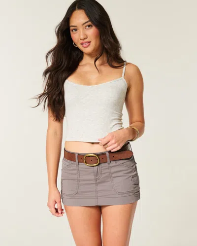 Hollister Ultra Low-rise Cargo Mini Skort In Gray