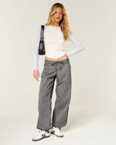 Hollister Ultra Low-rise Cinched Baggy Pants In Gray