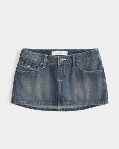 Hollister Ultra Low-rise Denim Micro Mini Skort In Blue