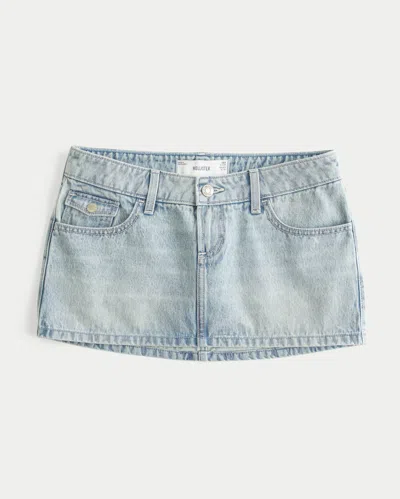 Hollister Ultra Low-rise Denim Micro Mini Skort In Light