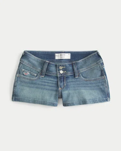 Hollister Ultra Low-rise Denim Shortie Shorts In Blue