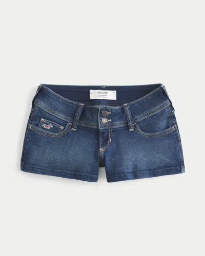 Hollister Ultra Low-rise Denim Shortie Shorts In Blue
