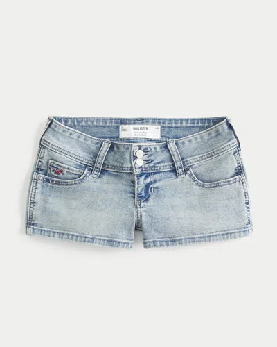 Hollister Ultra Low-rise Denim Shortie Shorts In Blue