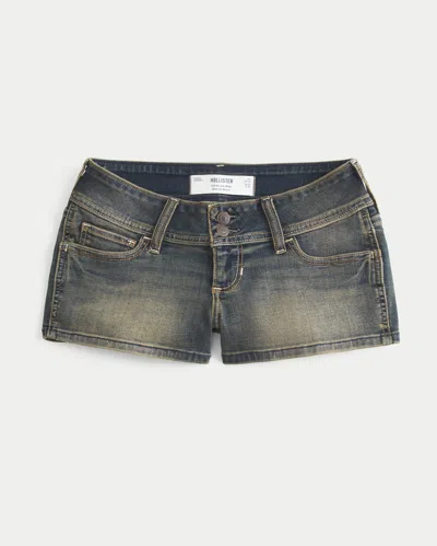 Hollister Ultra Low-rise Jean Shortie Shorts In Blue