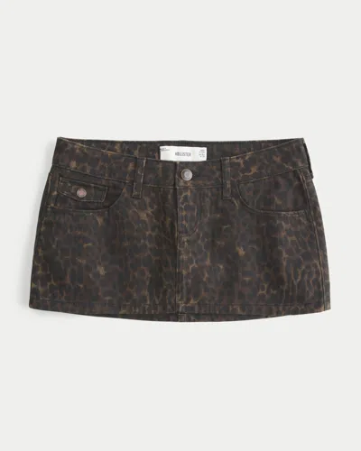 Hollister Ultra Low-rise Leopard Print Denim Micro Mini Skort