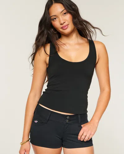 Hollister Ultra Low-rise Poplin Shortie Shorts In Black