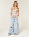 Hollister Ultra Low-rise Ripped Drapey Beyond Baggy Jeans In Light