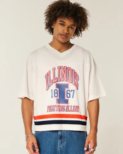 Hollister University Of Illinois Fighting Illini Graphic Football Jersey In White