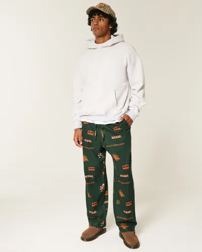 Hollister University Of Miami Hurricanesgraphic Flannel Pants In Green