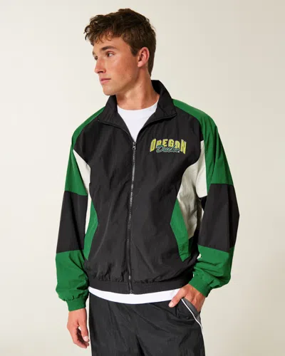 University Of Oregon Ducks Graphic Windbreaker Jacket In Green from Hollister