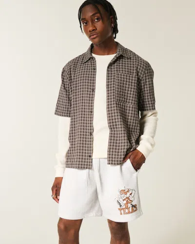 Hollister University Of Texas At Austin Longhorns Graphic Fleece Shorts In White