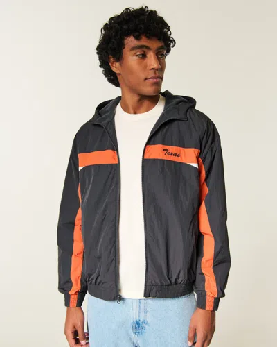 Hollister University Of Texas At Austin Longhorns Graphic Windbreaker Jacket In Black