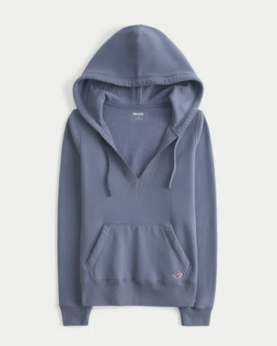 Hollister V-neck Hoodie In Blue