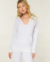 Hollister V-neck Hoodie In Gray