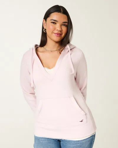Hollister V-neck Hoodie In Pink