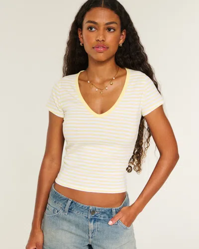 Hollister V-neck Baby Tee In Yellow