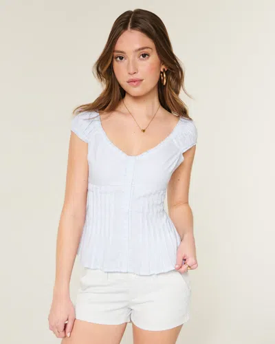 Hollister V-neck Pintuck Top In White