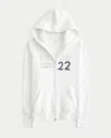 Hollister Waffle Lined Hood Zip-up Malibu Graphic Hoodie In White