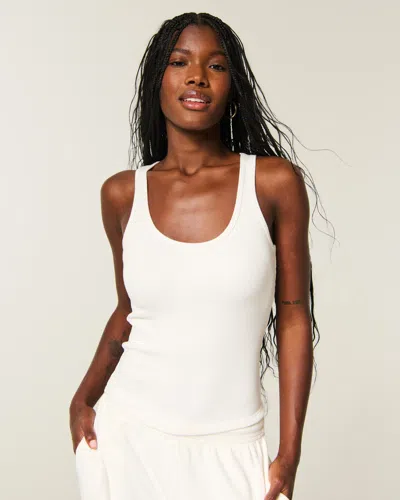 Hollister Waffle Tank In White