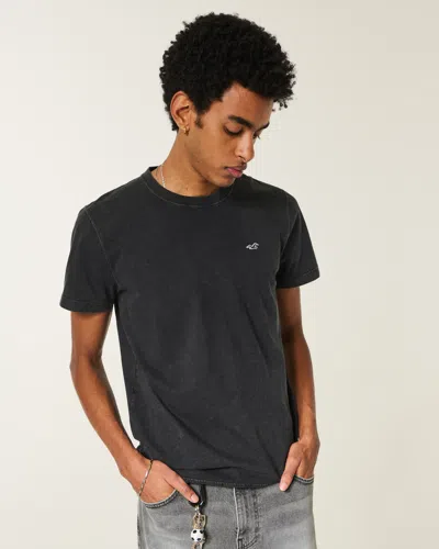 Hollister Washed Icon Crew T-shirt In Black