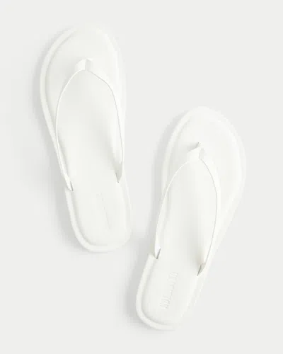 Hollister White Core Faux Leather Flip Flops