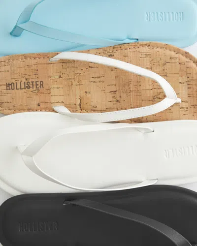 Hollister White Cork Faux Leather Flip Flops