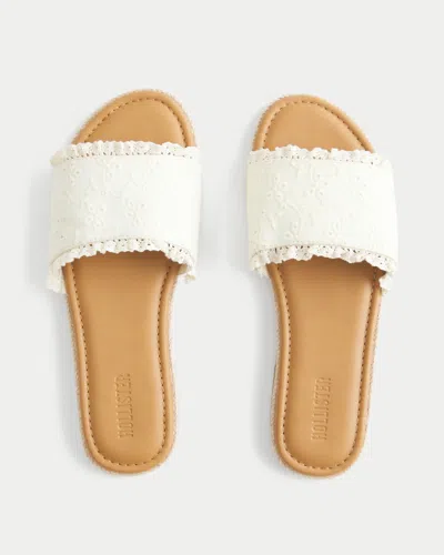 Hollister White Eyelet Faux Leather Sandals