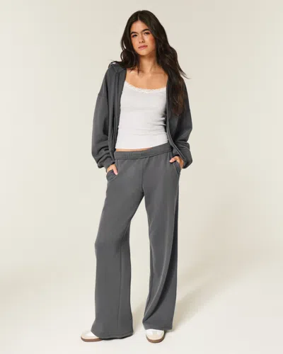 Hollister Wide-leg Sweatpants In Gray