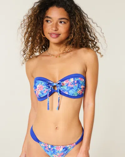Hollister Wide Strap Bandeau Bikini Top In Blue