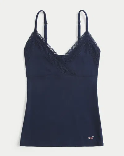 Hollister Wrap Lace Trim Layering Cami In Blue