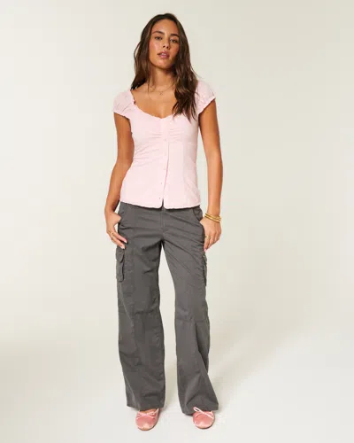 Hollister Y2k Adjustable Baggy Cargo Pants In Gray