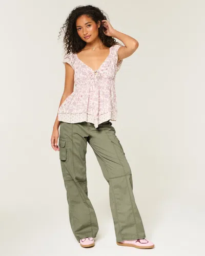Hollister Y2k Adjustable Baggy Cargo Pants In Green
