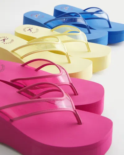 Hollister Yellow Platform Flip Flops In Multi