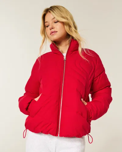 Hollister Zip-up Pattern Puffer Jacket