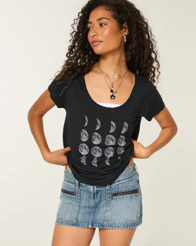 Hollister Zipper Pocket Denim Icon Micro Mini Skort In Blue