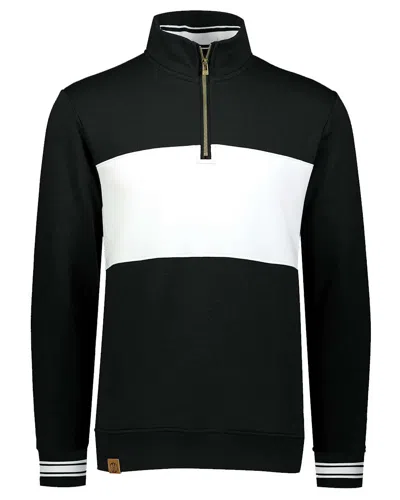 Holloway Men's All-american Fleece Colorblocked Quarter-zip Sweatshirt In Black