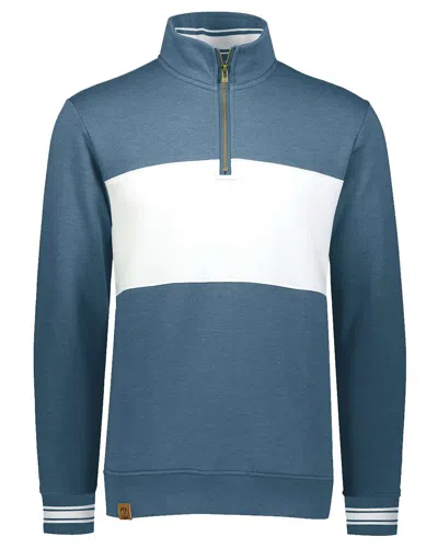 Holloway Men's All-american Fleece Colorblocked Quarter-zip Sweatshirt In Blue
