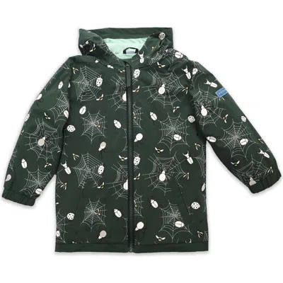 Holly And Beau Kids'  Color Changing Hooded Raincoat In Green