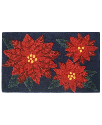 Holly Bells Poinsettia Bath Rug, 20" X 32" In Red