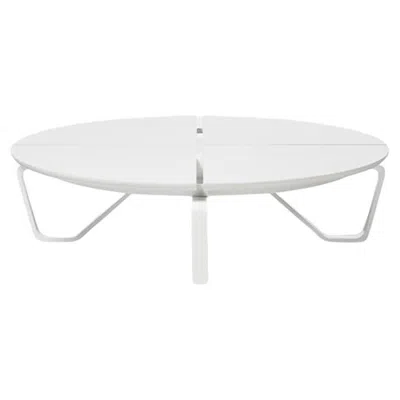 Pre-owned Holly Hunt Meduse Round Cocktail Table - Pure White Stone Top, Pearl Frame