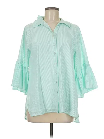 Pre-owned Holly Shae Design 3/4 Sleeve Button Down Shirt In Green