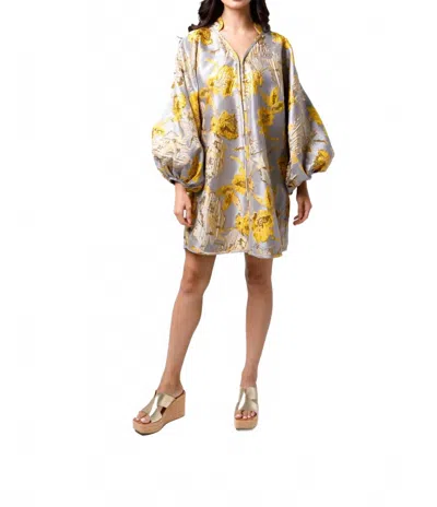 Holly Shae Design Amelia Mini Dress In Lemon Floral In Gray