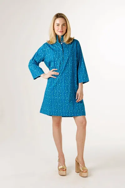 Holly Shae Design Arden Dress In Texas Blue Bonnet Stripe In Animal Print